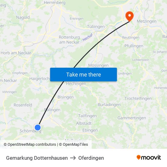 Gemarkung Dotternhausen to Oferdingen map