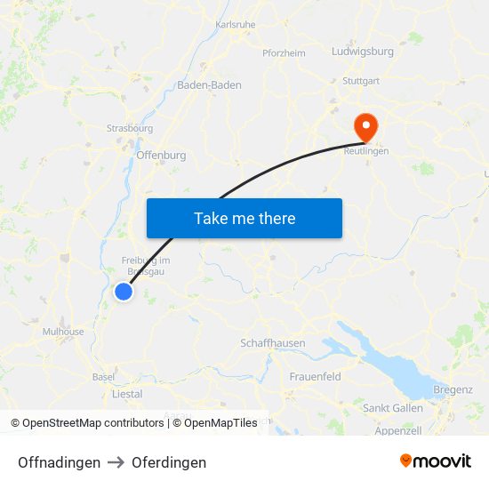 Offnadingen to Oferdingen map