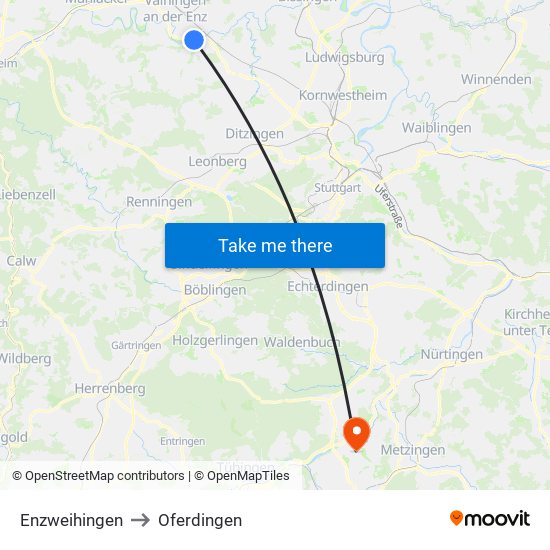 Enzweihingen to Oferdingen map