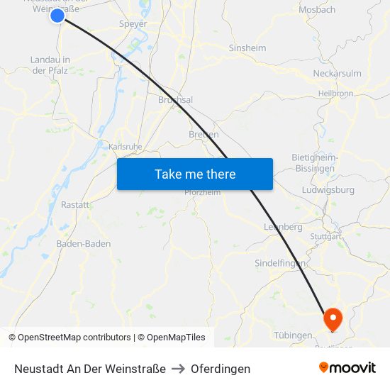 Neustadt An Der Weinstraße to Oferdingen map