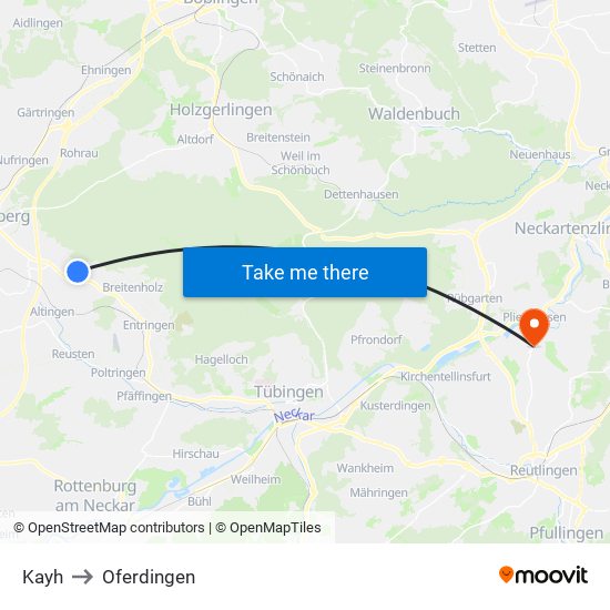 Kayh to Oferdingen map