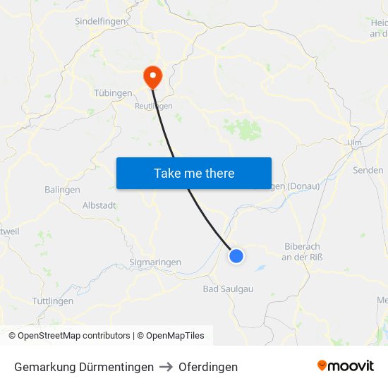 Gemarkung Dürmentingen to Oferdingen map