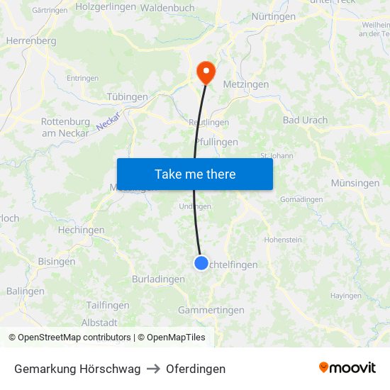 Gemarkung Hörschwag to Oferdingen map