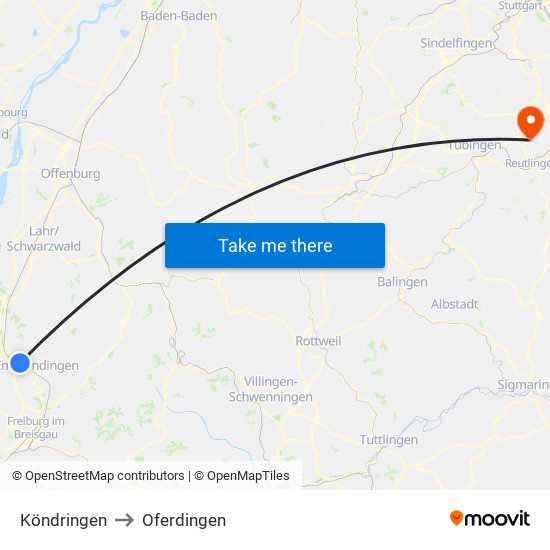 Köndringen to Oferdingen map