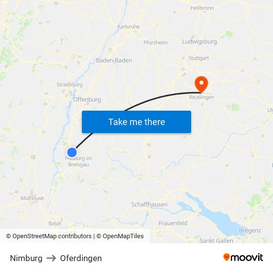Nimburg to Oferdingen map