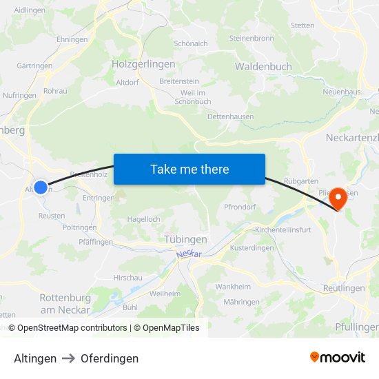 Altingen to Oferdingen map