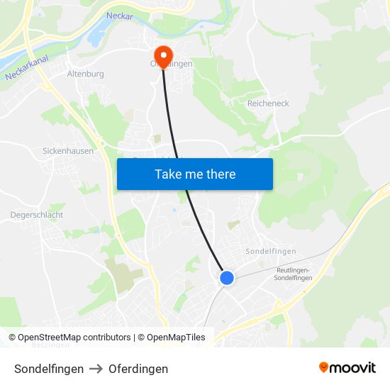 Sondelfingen to Oferdingen map