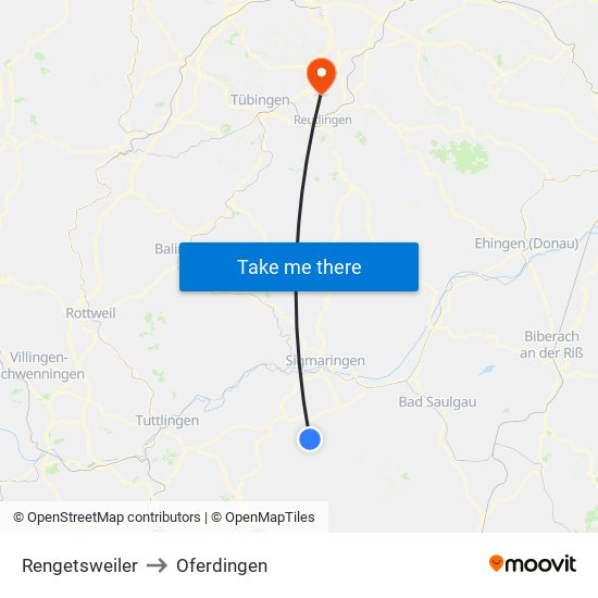 Rengetsweiler to Oferdingen map