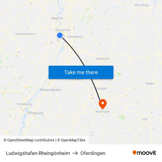 Ludwigshafen-Rheingönheim to Oferdingen map