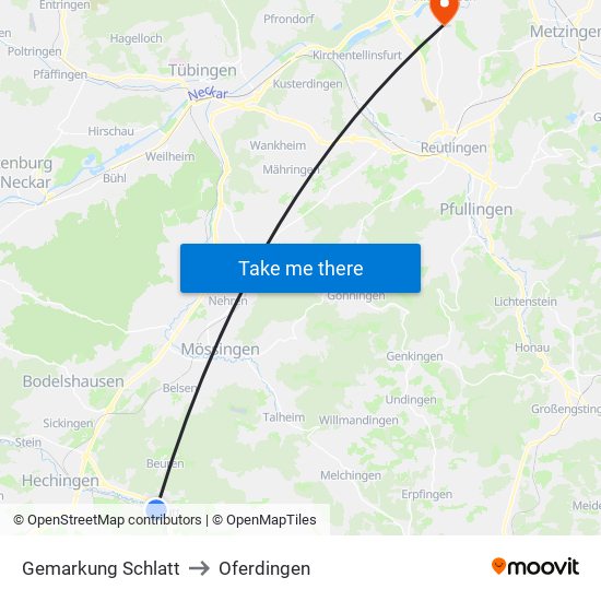 Gemarkung Schlatt to Oferdingen map