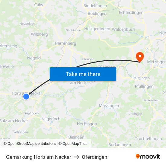 Gemarkung Horb am Neckar to Oferdingen map