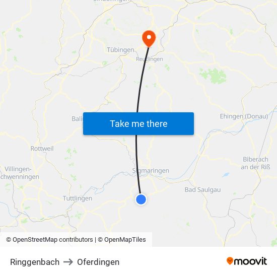 Ringgenbach to Oferdingen map