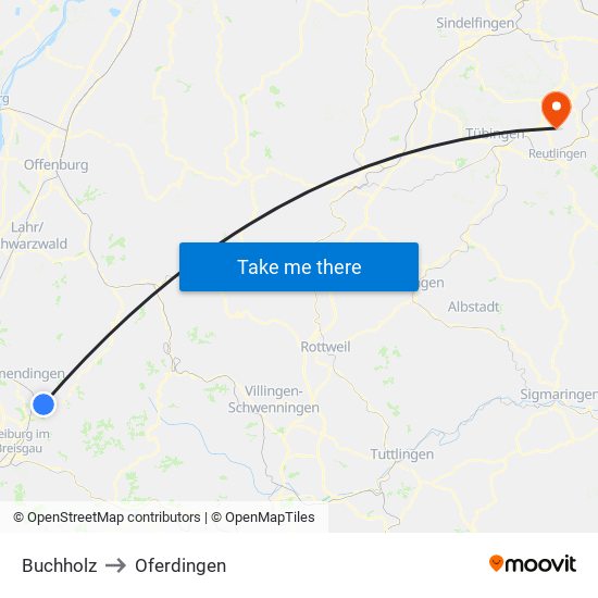 Buchholz to Oferdingen map