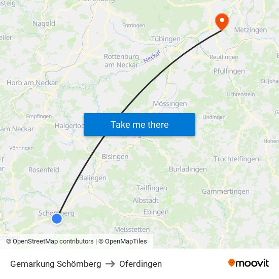 Gemarkung Schömberg to Oferdingen map