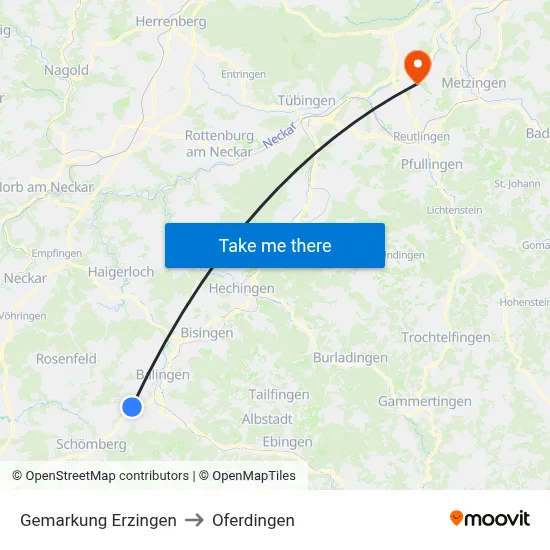 Gemarkung Erzingen to Oferdingen map