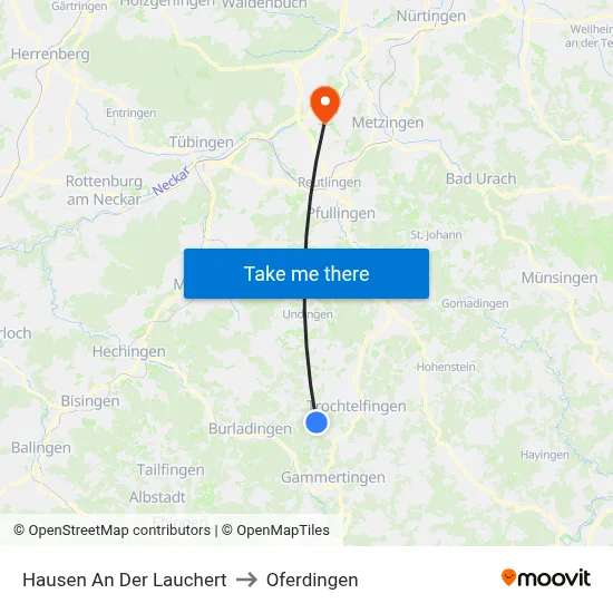Hausen An Der Lauchert to Oferdingen map