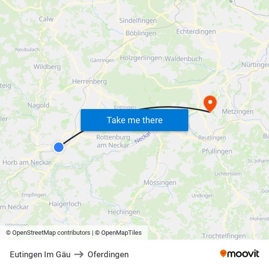 Eutingen Im Gäu to Oferdingen map