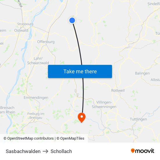 Sasbachwalden to Schollach map