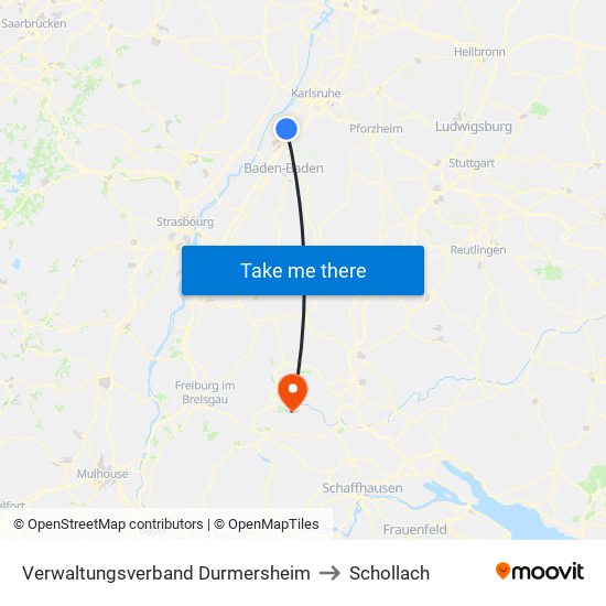Verwaltungsverband Durmersheim to Schollach map