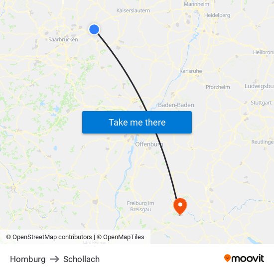 Homburg to Schollach map
