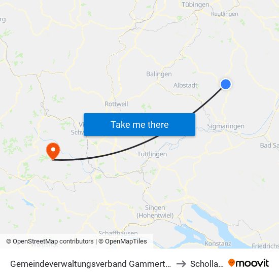 Gemeindeverwaltungsverband Gammertingen to Schollach map