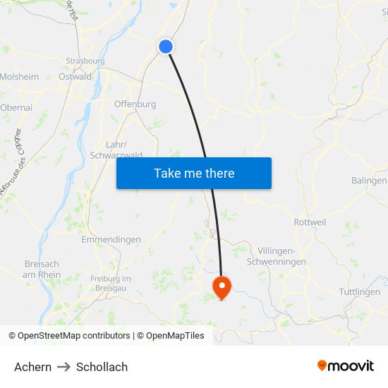 Achern to Schollach map