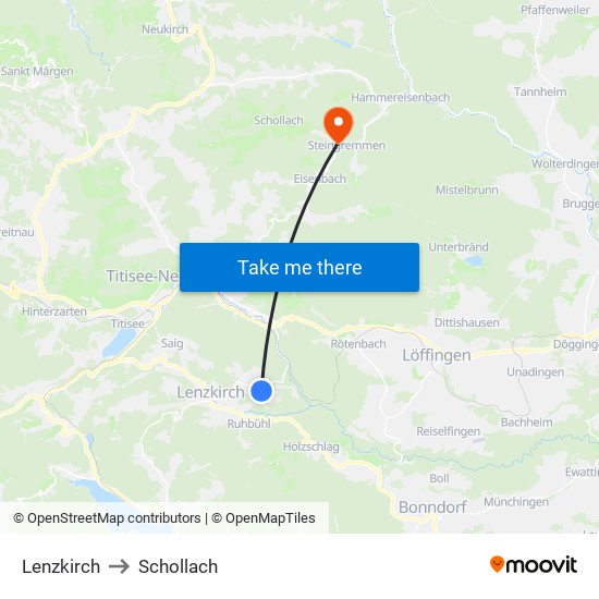 Lenzkirch to Schollach map