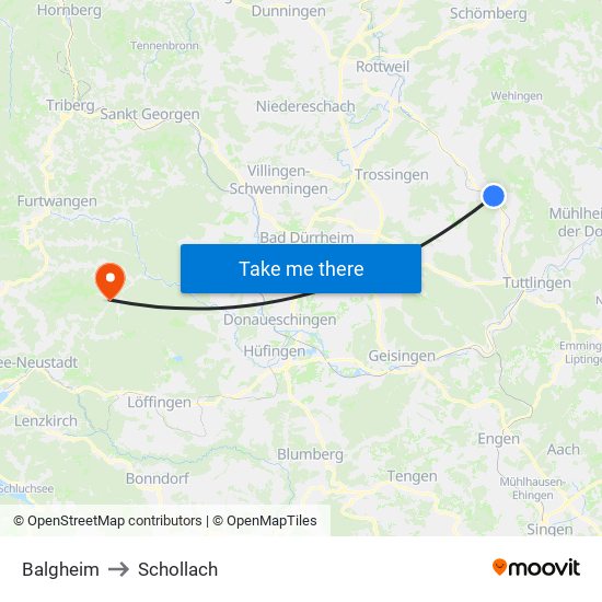 Balgheim to Schollach map