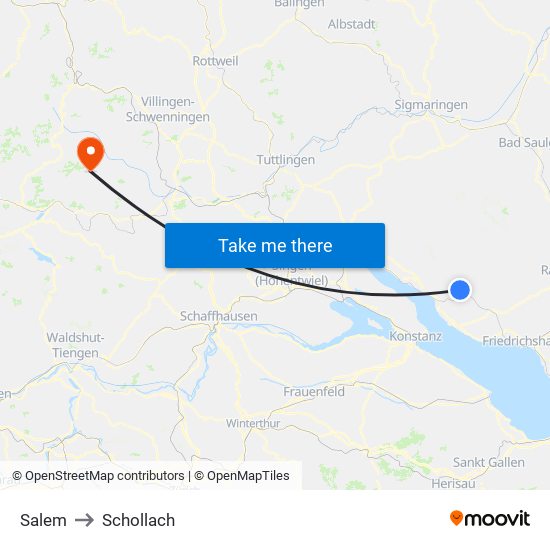 Salem to Schollach map