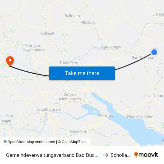 Gemeindeverwaltungsverband Bad Buchau to Schollach map