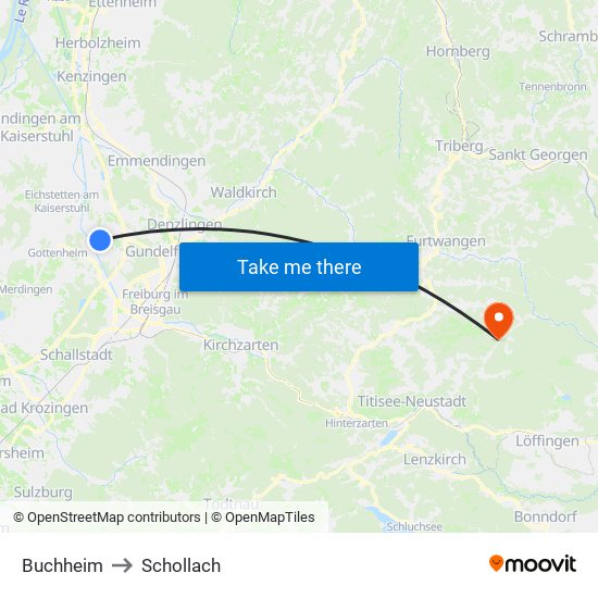 Buchheim to Schollach map