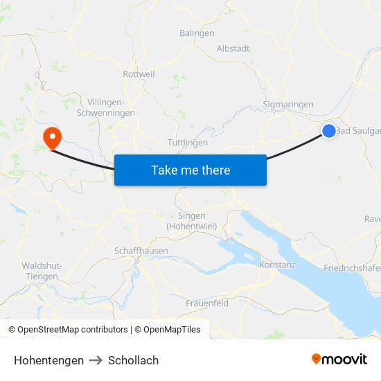 Hohentengen to Schollach map