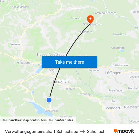 Verwaltungsgemeinschaft Schluchsee to Schollach map