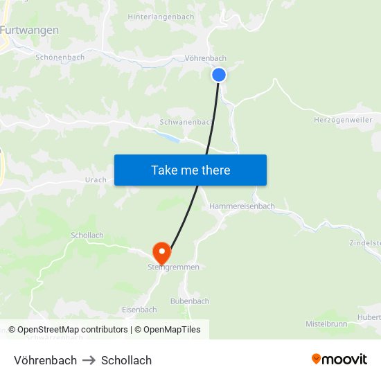 Vöhrenbach to Schollach map