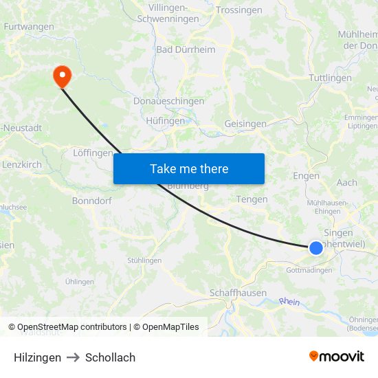 Hilzingen to Schollach map