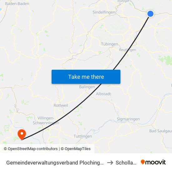 Gemeindeverwaltungsverband Plochingen to Schollach map