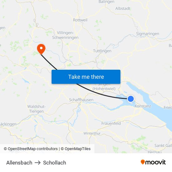 Allensbach to Schollach map