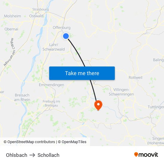 Ohlsbach to Schollach map