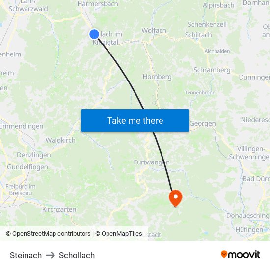 Steinach to Schollach map