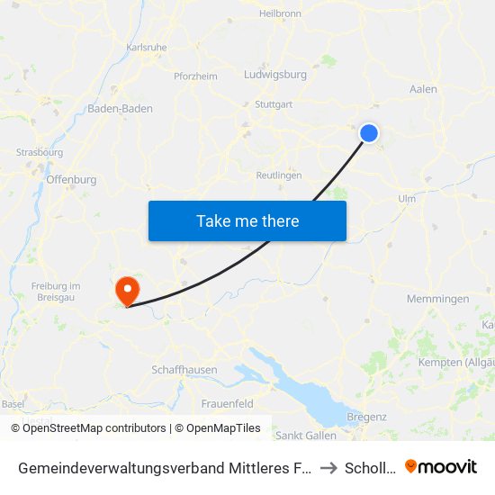 Gemeindeverwaltungsverband Mittleres Fils-Lautertal to Schollach map