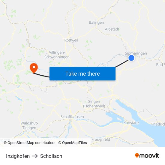 Inzigkofen to Schollach map