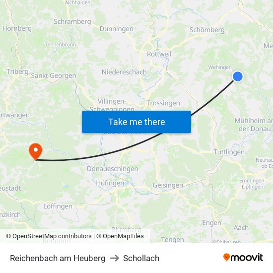 Reichenbach am Heuberg to Schollach map