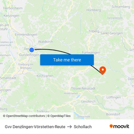 Gvv Denzlingen-Vörstetten-Reute to Schollach map