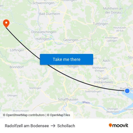 Radolfzell am Bodensee to Schollach map