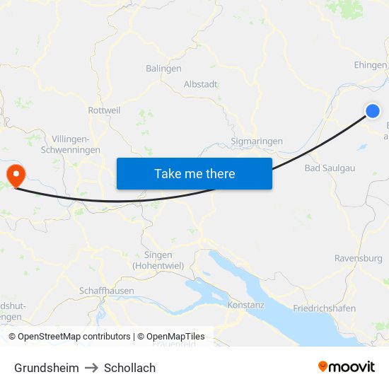 Grundsheim to Schollach map