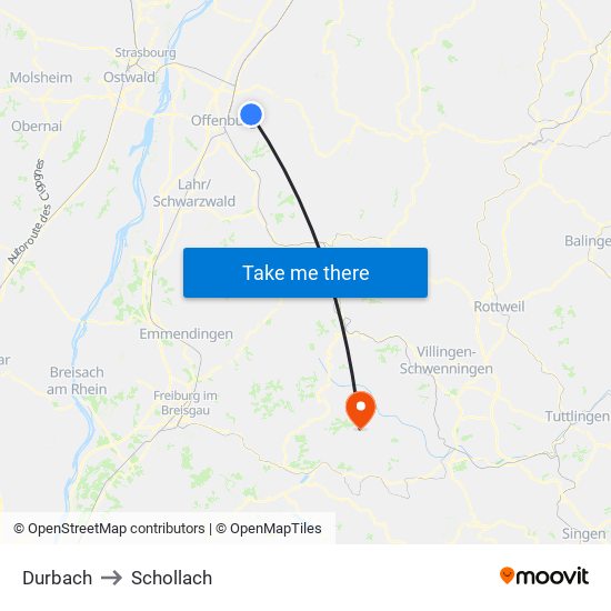 Durbach to Schollach map