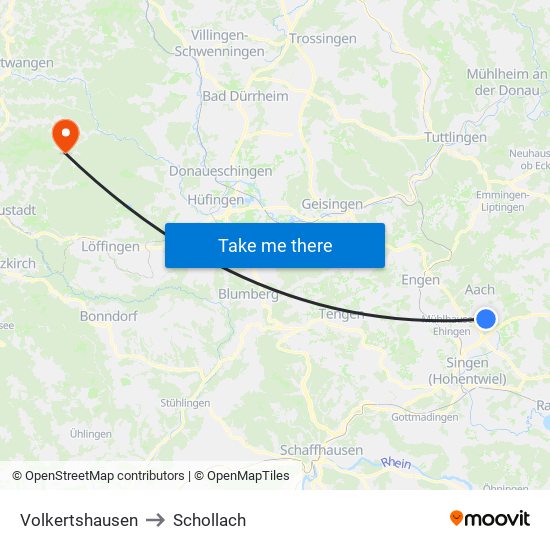 Volkertshausen to Schollach map