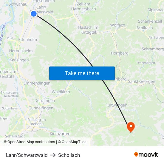 Lahr/Schwarzwald to Schollach map