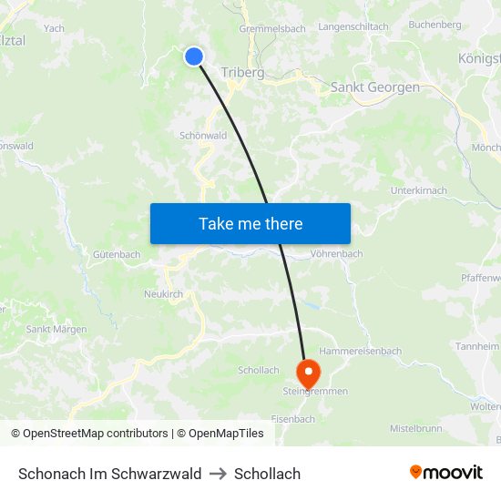 Schonach Im Schwarzwald to Schollach map