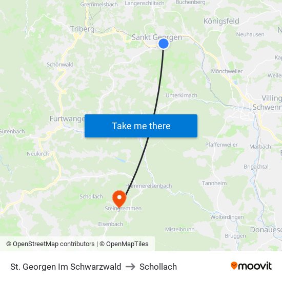St. Georgen Im Schwarzwald to Schollach map